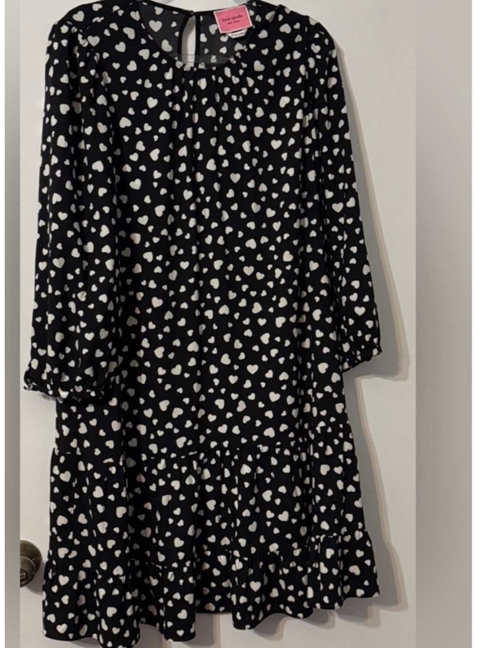 kate spade Black and White Polka Dot Long Sleeve Tiered Dress - Picture 4 of 12
